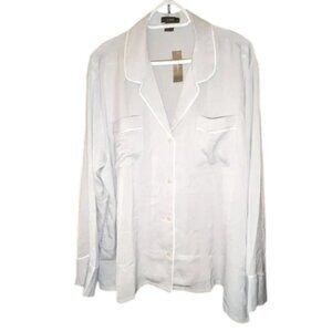 NEW J. Crew Easy-luxe eco long-sleeve pajama Button Up PJ Top Shirt Pale Sky NWT